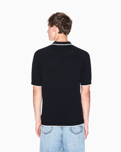 Zip-up knit polo shirt