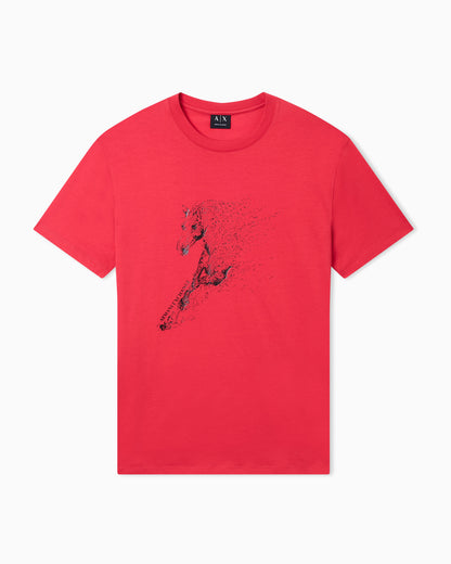 Regular Fit Mercerized Cotton Jersey T-Shirt with Horse