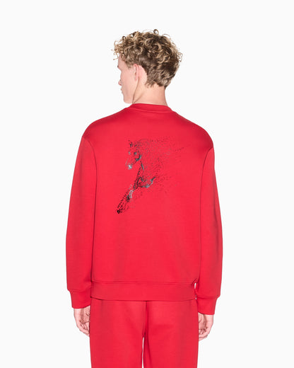 Crewneck sweatshirt with logo and horse print on the back