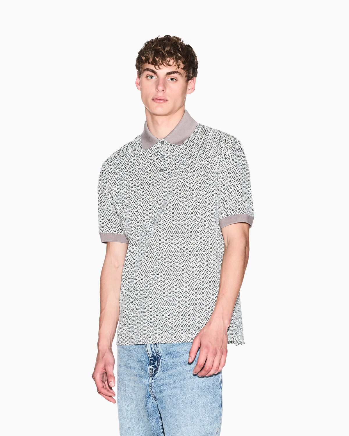 Piquet polo with allover logo