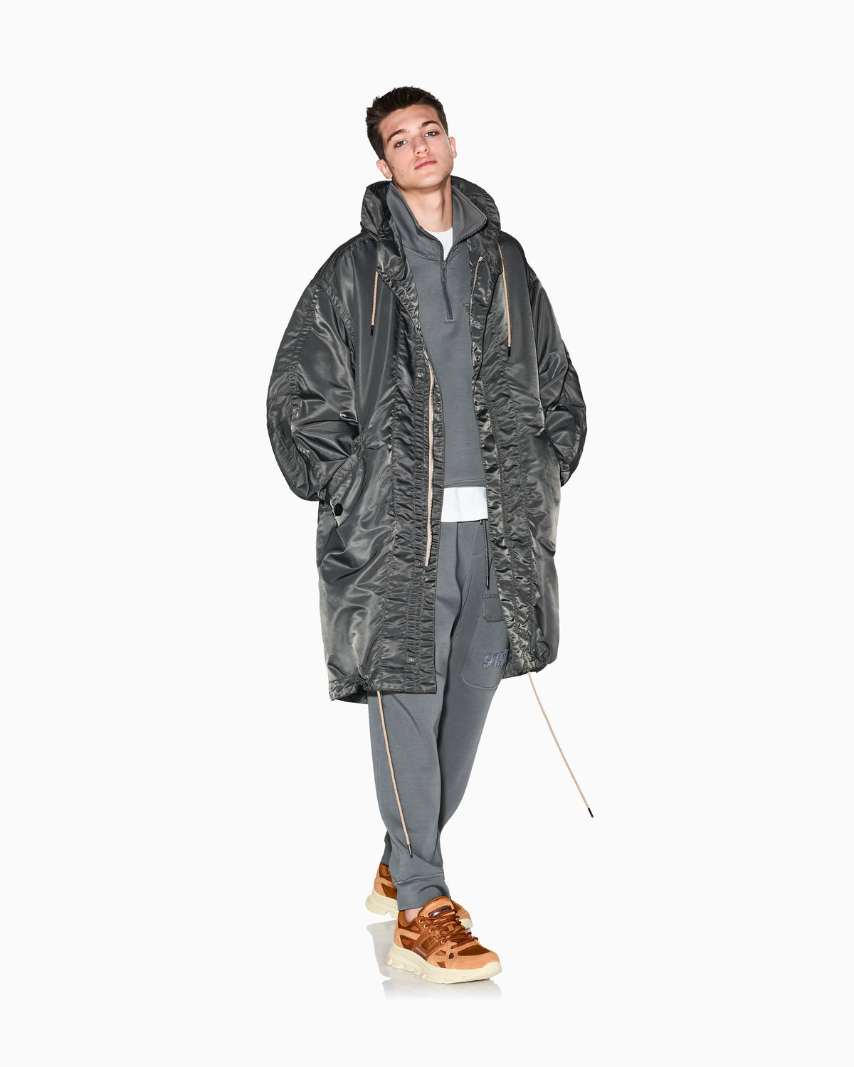 Crewneck sweatshirt in bonded stretch cotton
