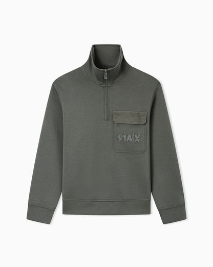 Crewneck sweatshirt in bonded stretch cotton