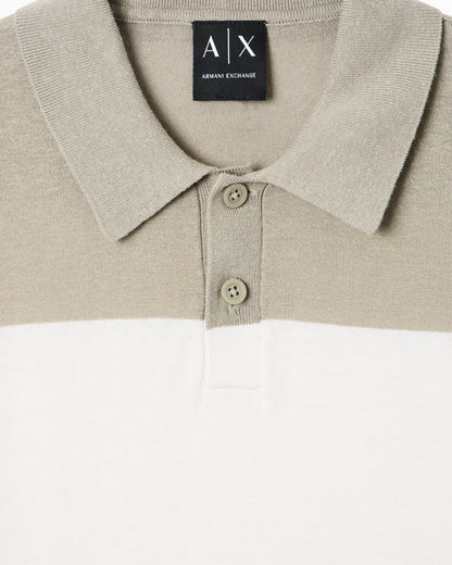 Linen and cotton knitted polo shirt