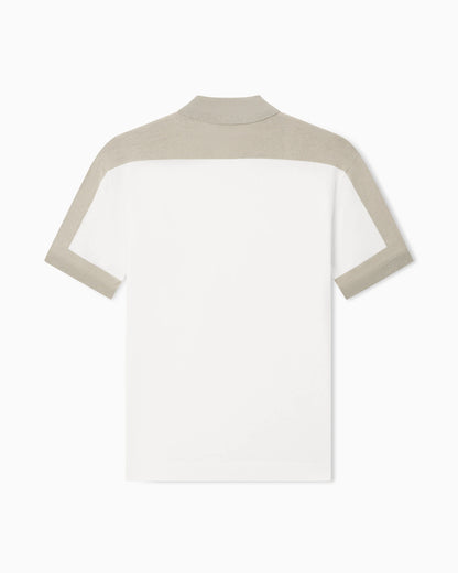 Linen and cotton knitted polo shirt