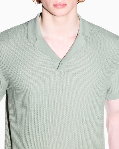 Knitted Polo Shirt with Lapel Collar