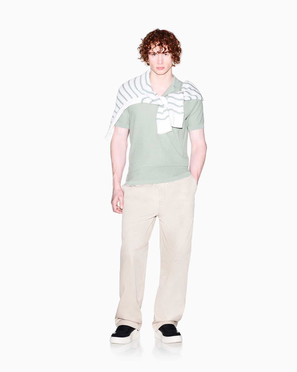 Knitted Polo Shirt with Lapel Collar
