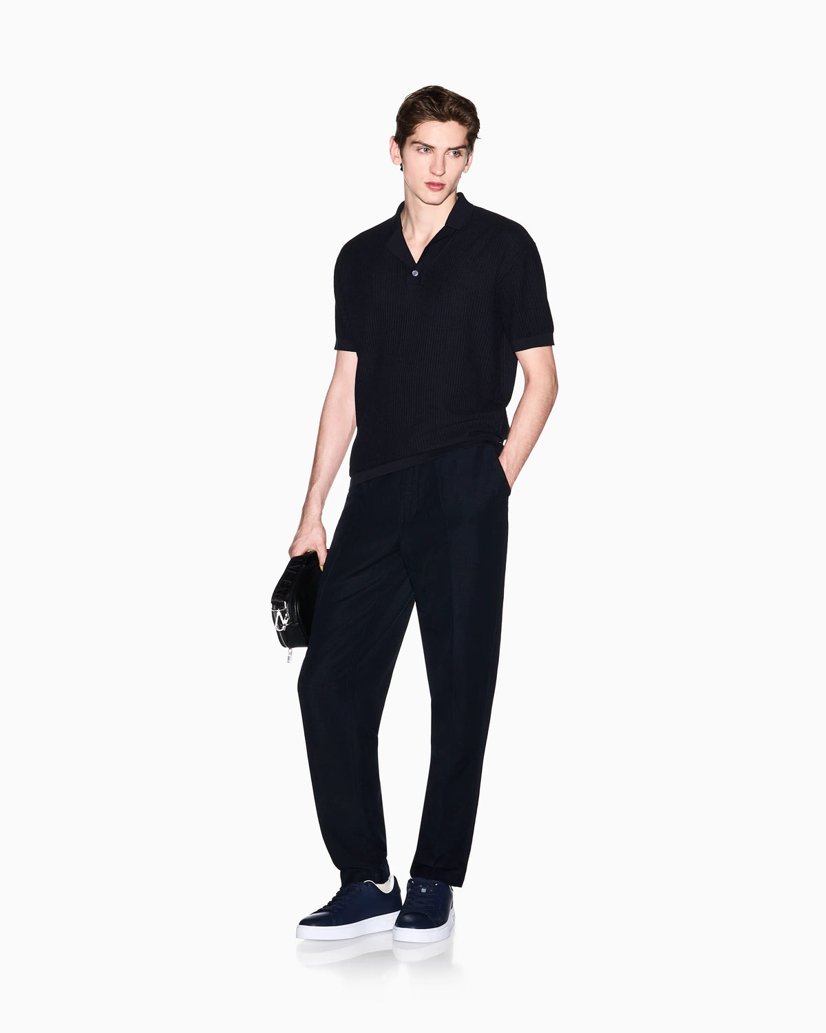 Knitted Polo Shirt with Lapel Collar