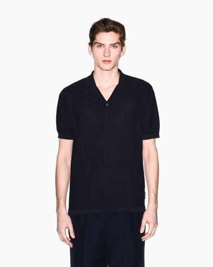 Knitted Polo Shirt with Lapel Collar