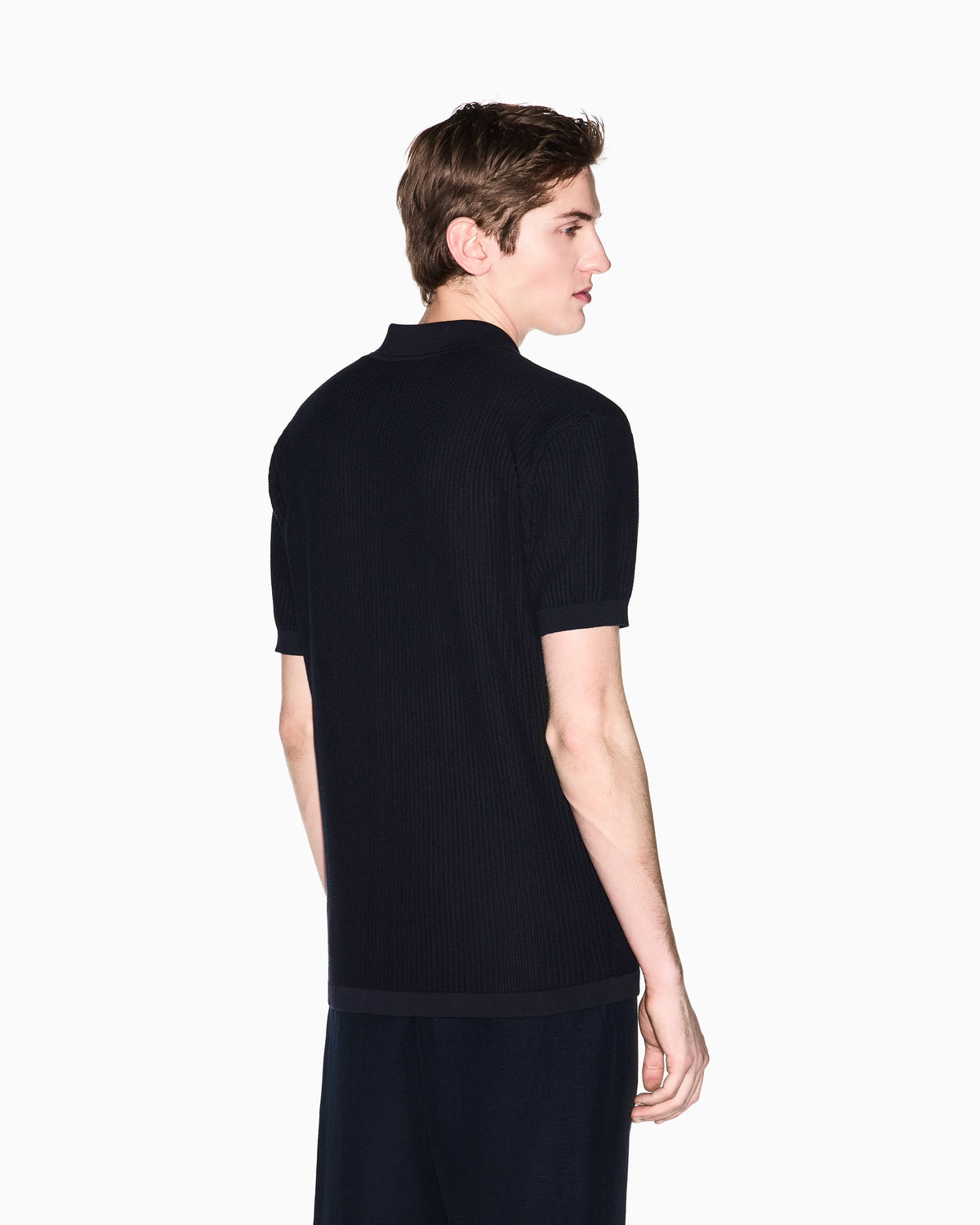 Knitted Polo Shirt with Lapel Collar