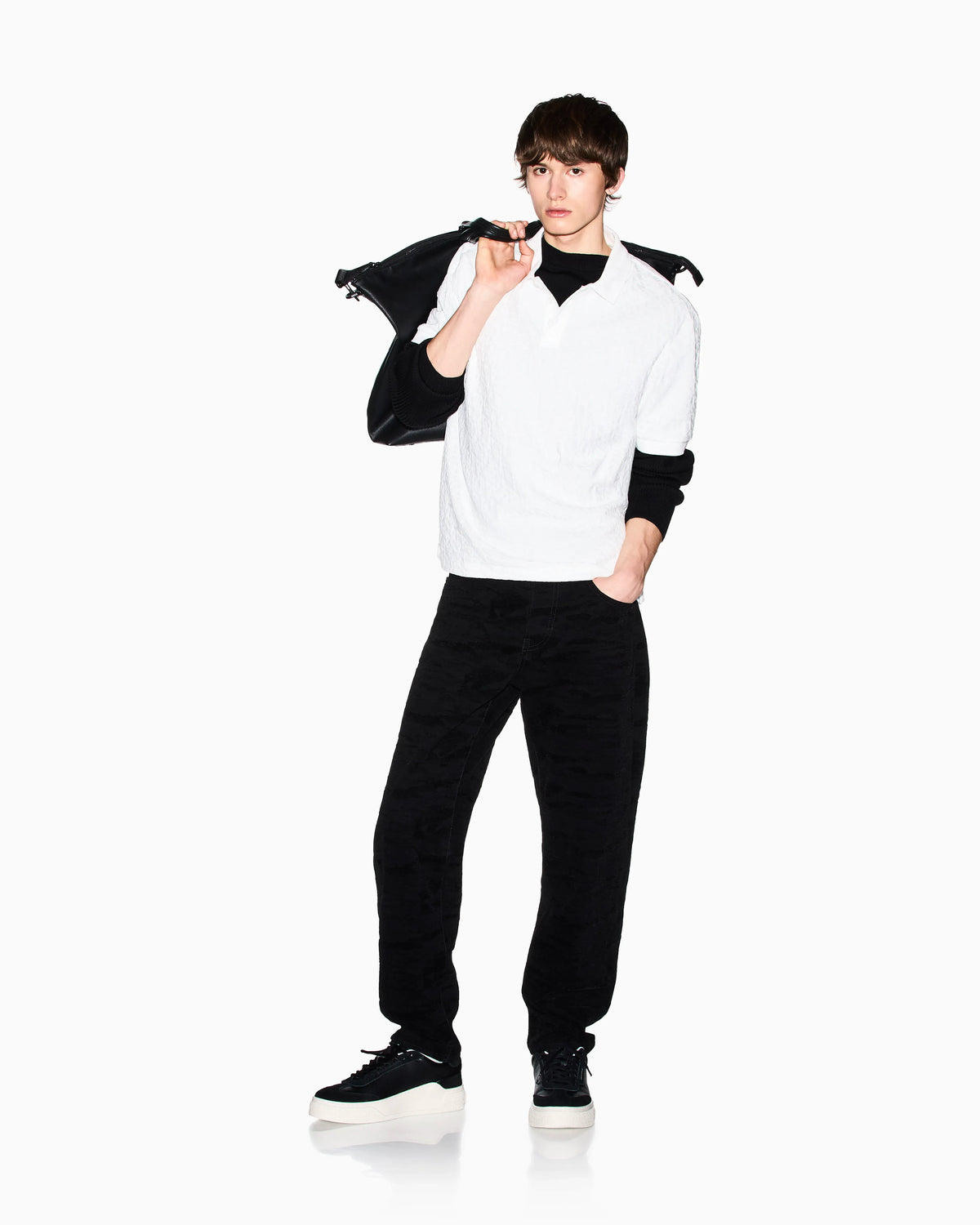 Jacquard polo shirt in mercerized cotton