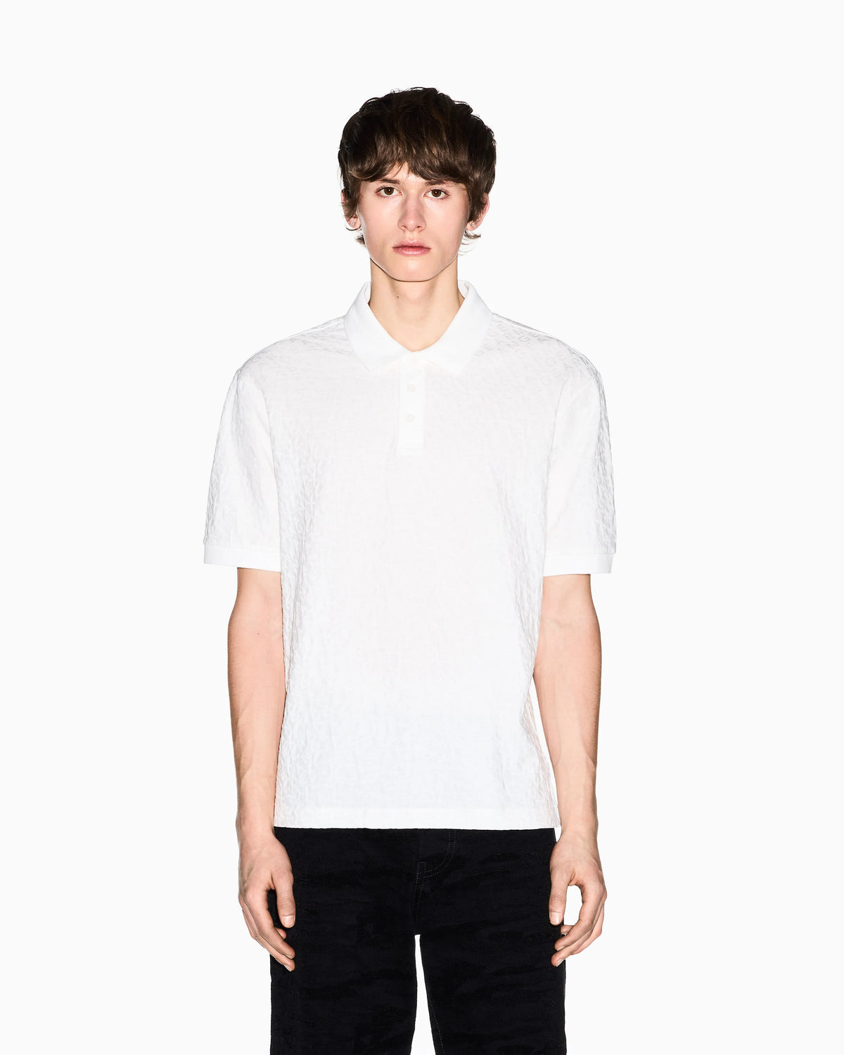 Jacquard polo shirt in mercerized cotton