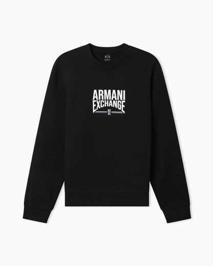 Diagonal Fleece Cotton Crewneck Sweatshirt