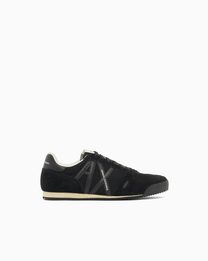 Lace-up sneakers in suede and mesh with a rubber sole