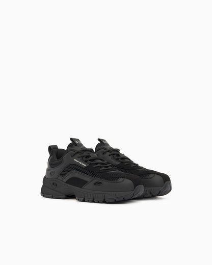 Sneakers in microsuede and mesh