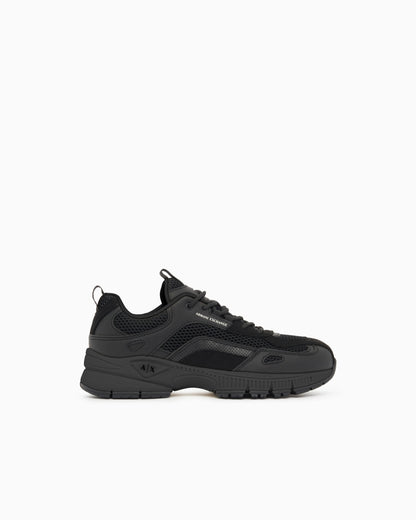 Sneakers in microsuede and mesh
