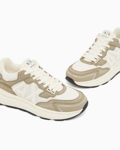 Sneakers in microsuede and mesh