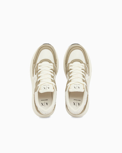 Sneakers in microsuede and mesh