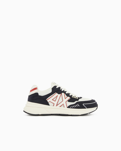 Sneakers in microsuede and mesh
