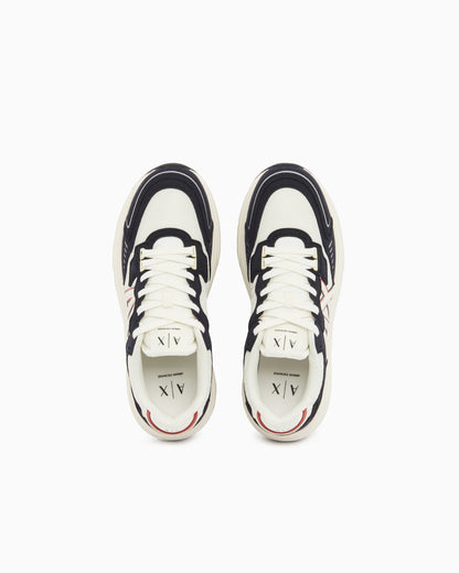Sneakers in microsuede and mesh