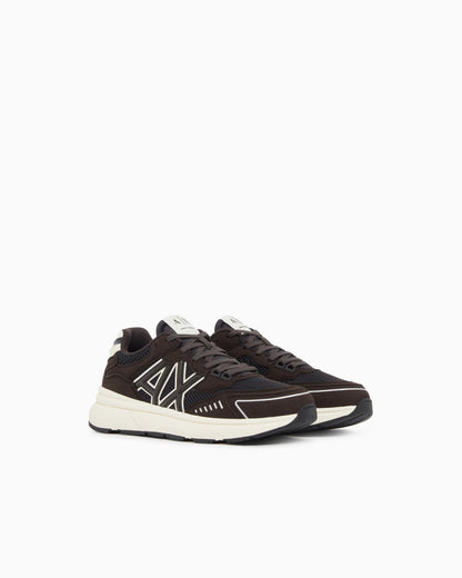 Sneakers in microsuede and mesh