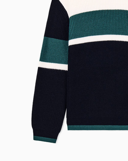regular fit pullover in a wool-cotton mix with rib details
