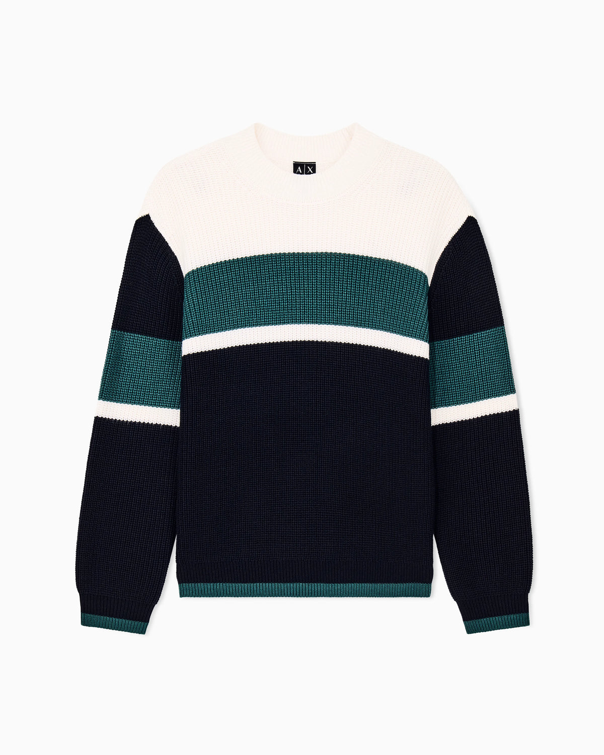regular fit pullover in a wool-cotton mix with rib details