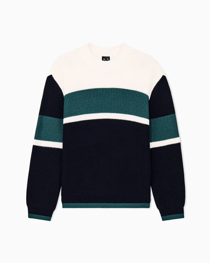 regular fit pullover in a wool-cotton mix with rib details