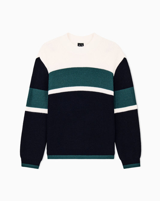 regular fit pullover in a wool-cotton mix with rib details