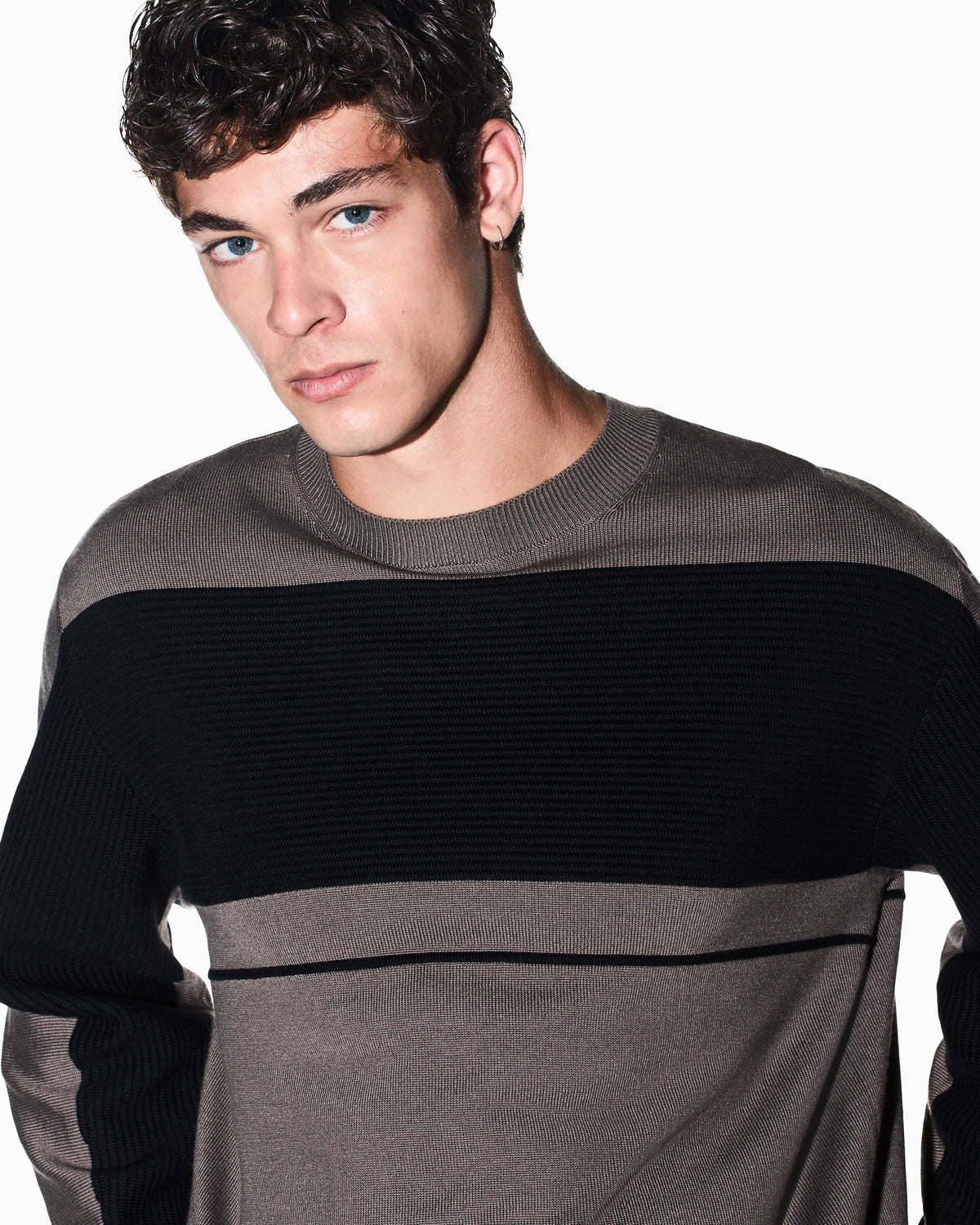 regular fit pullover in virgin wool and cotton blend