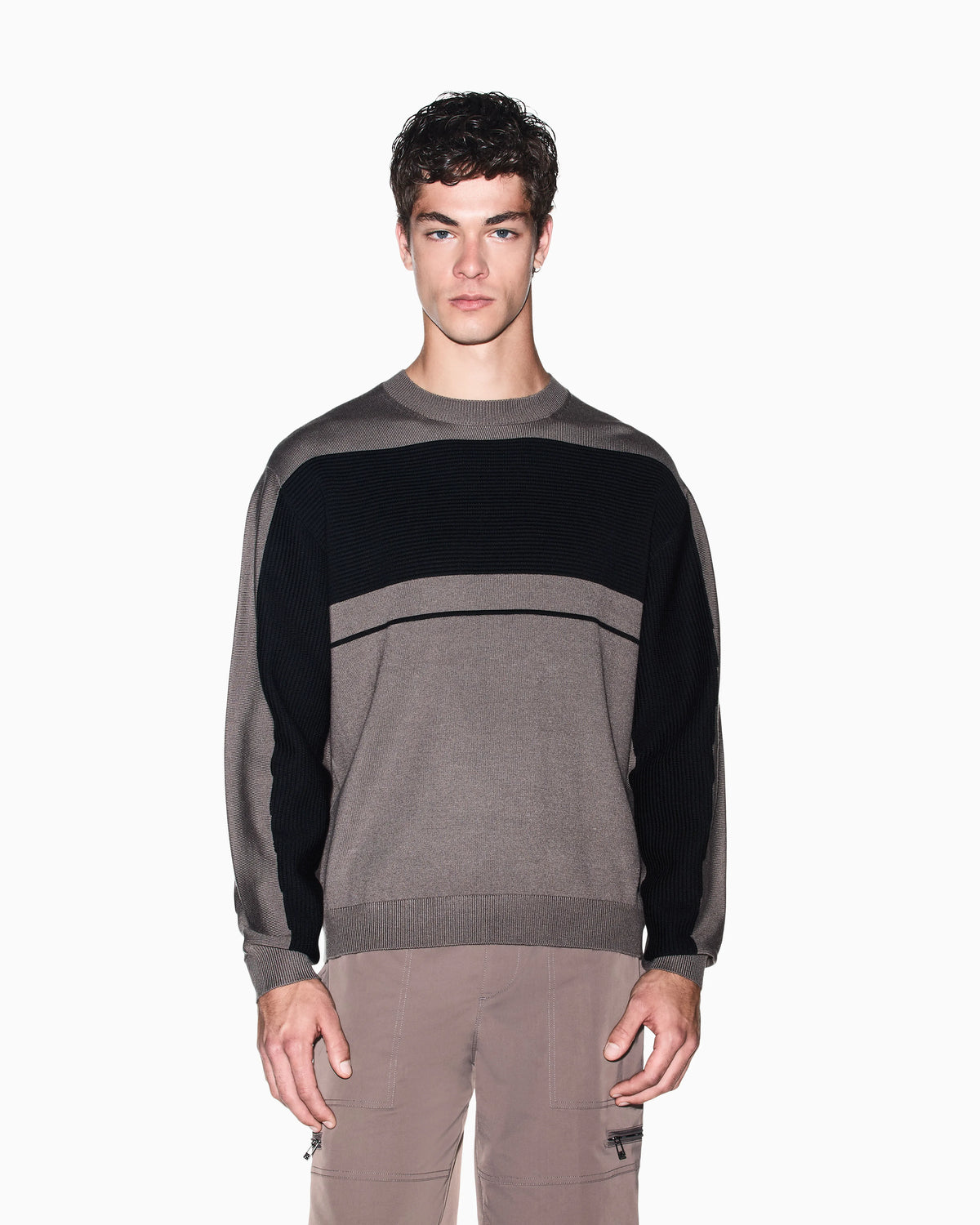 regular fit pullover in virgin wool and cotton blend