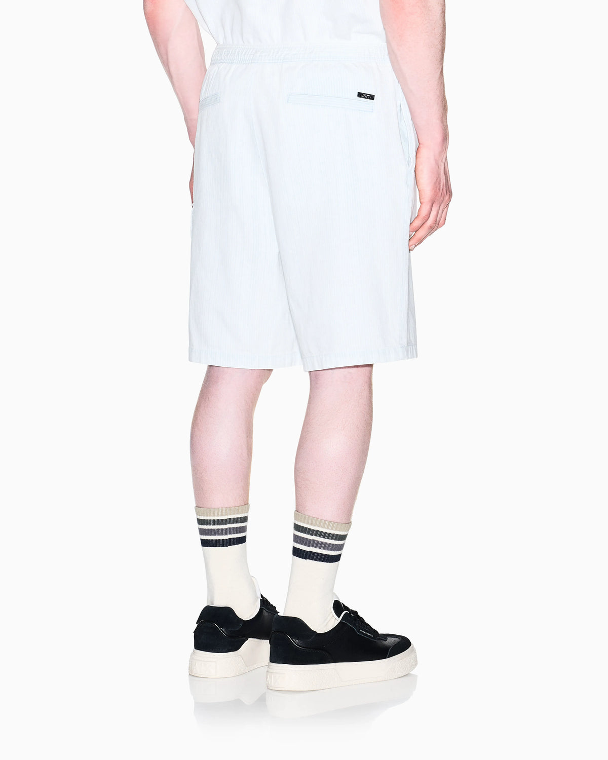 Light Wash Denim Bermuda Shorts with a Used Effect