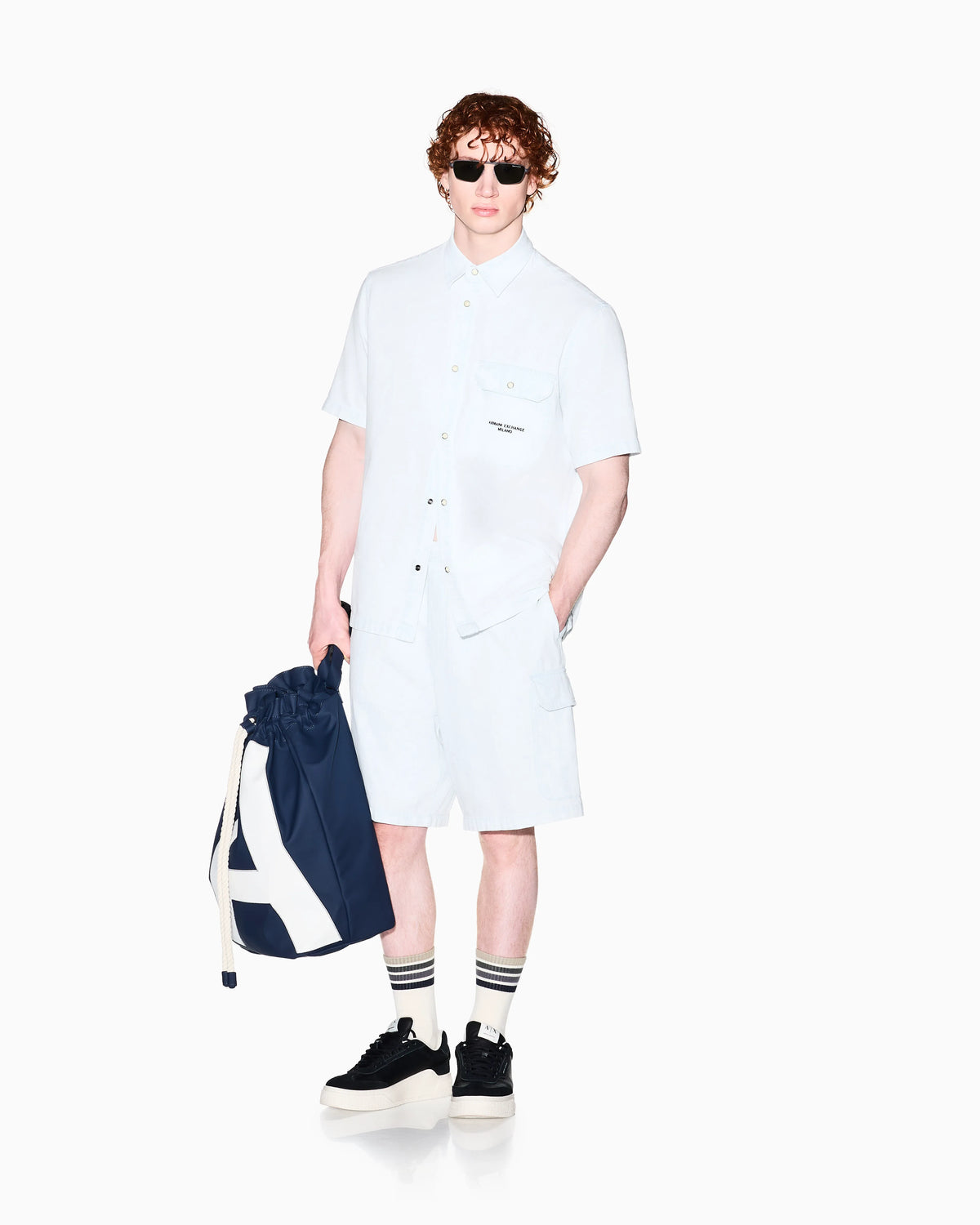 Light Wash Denim Bermuda Shorts with a Used Effect