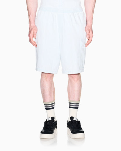 Light Wash Denim Bermuda Shorts with a Used Effect