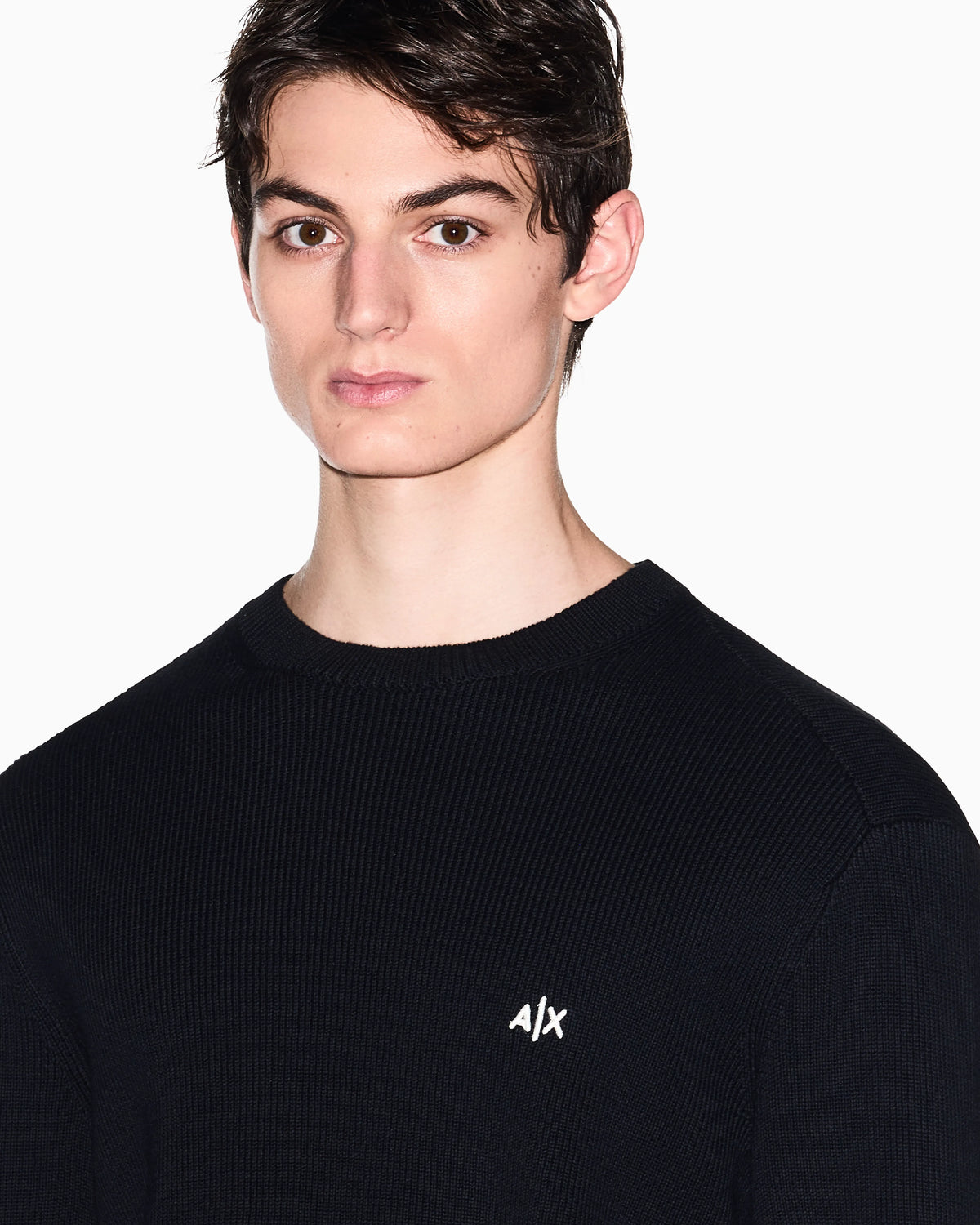 Crew neck sweater with embroidered logo