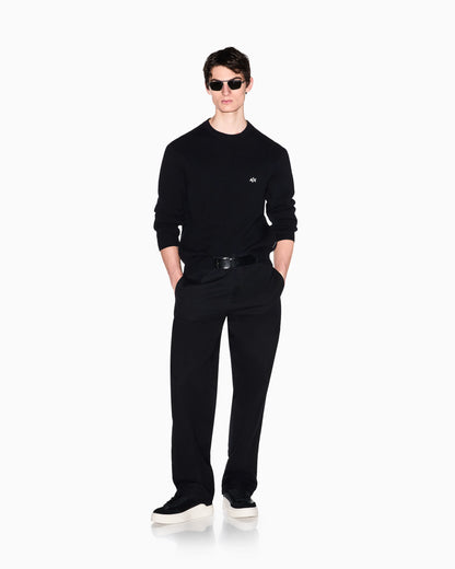 Crew neck sweater with embroidered logo