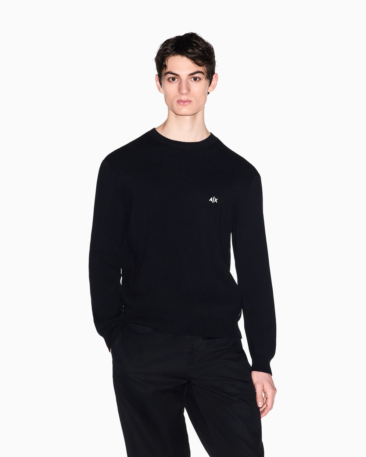 Crew neck sweater with embroidered logo