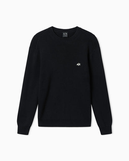 Crew neck sweater with embroidered logo