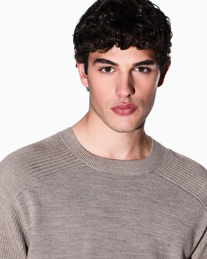Crew neck sweater with shoulder detail