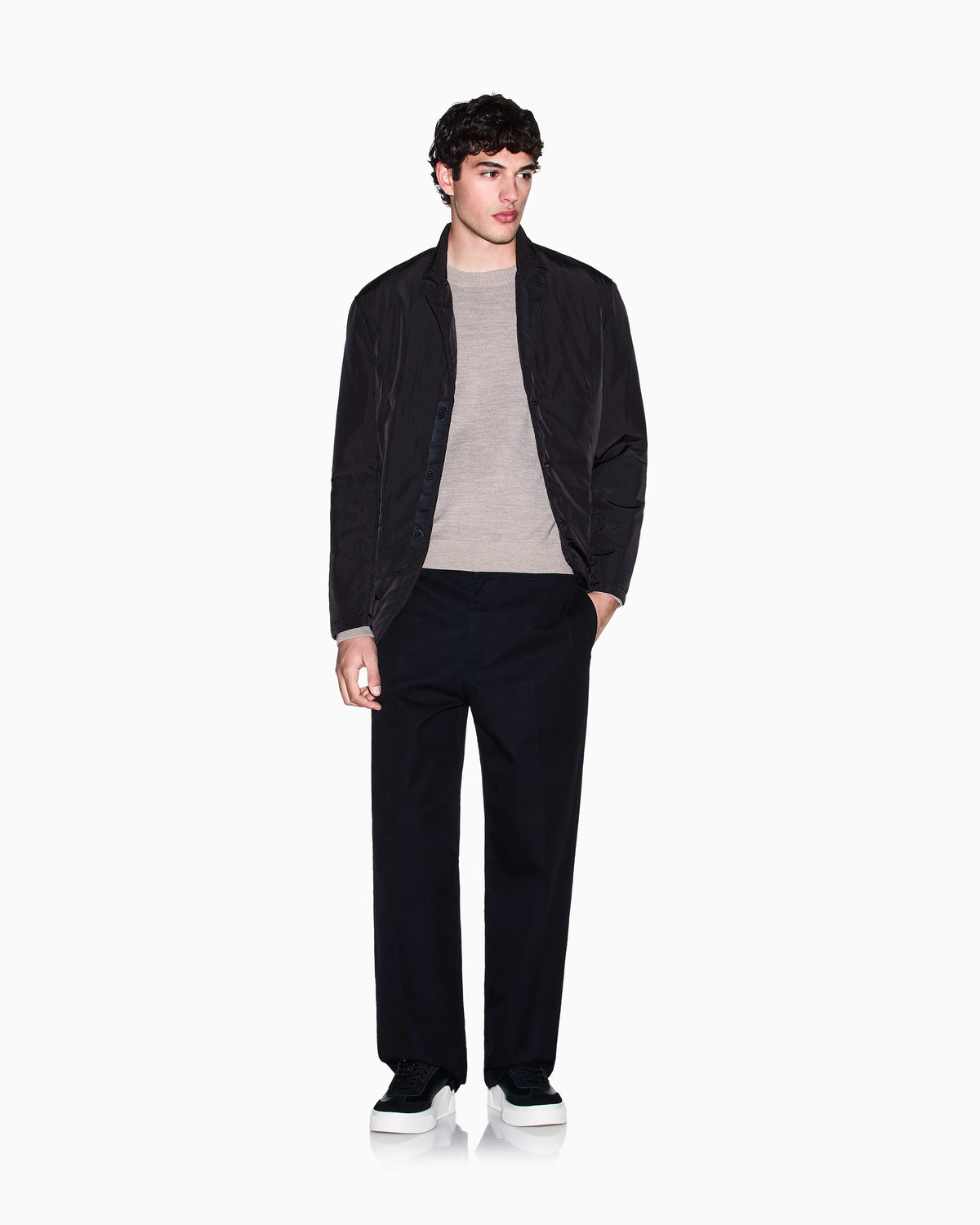 Crew neck sweater with shoulder detail