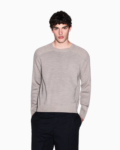 Crew neck sweater with shoulder detail