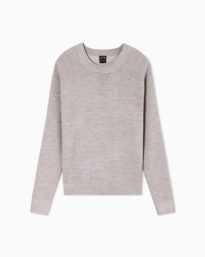 Crew neck sweater with shoulder detail