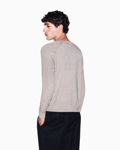 Crew neck sweater with shoulder detail