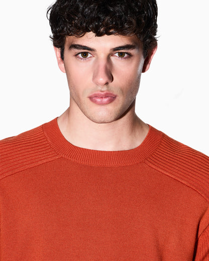Crew neck sweater with shoulder detail