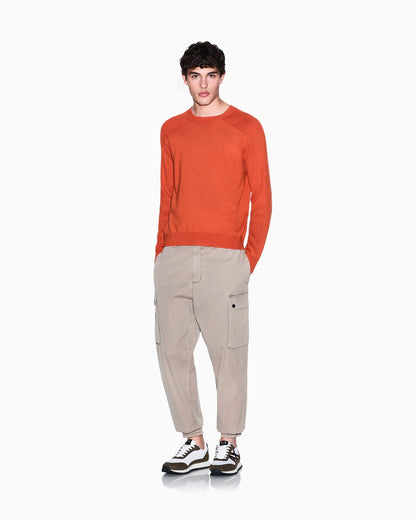 Crew neck sweater with shoulder detail
