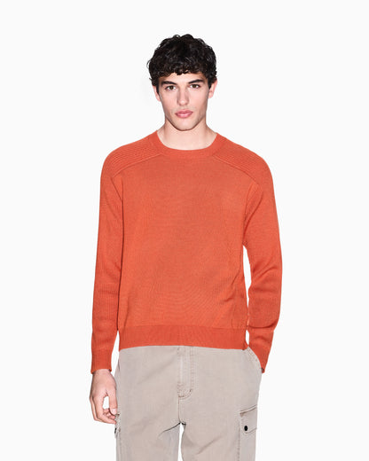 Crew neck sweater with shoulder detail