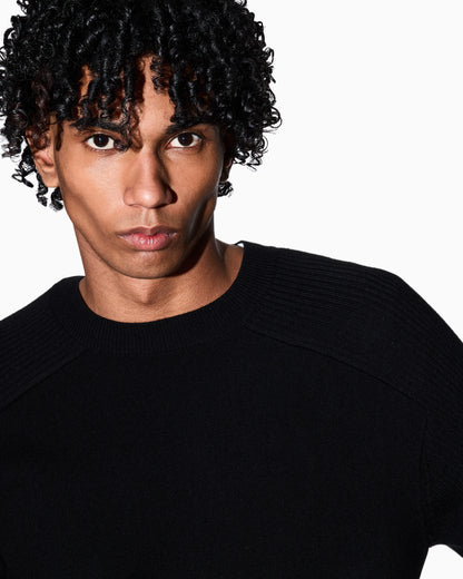 Crew neck sweater with shoulder detail