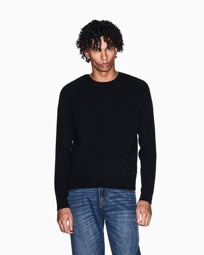 Crew neck sweater with shoulder detail