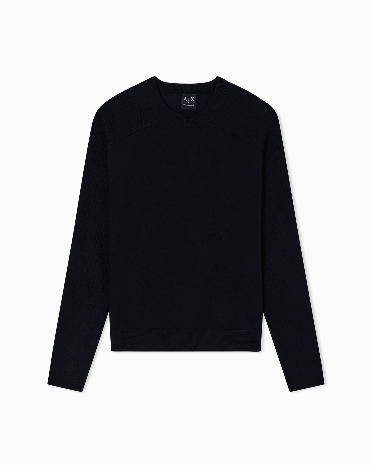 Crew neck sweater with shoulder detail