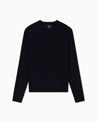 Crew neck sweater with shoulder detail