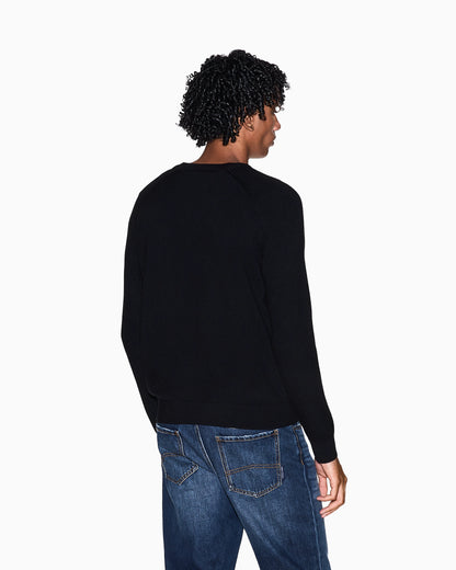Crew neck sweater with shoulder detail